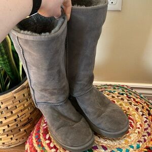 UGG Gray Suede Leather Tall Boots